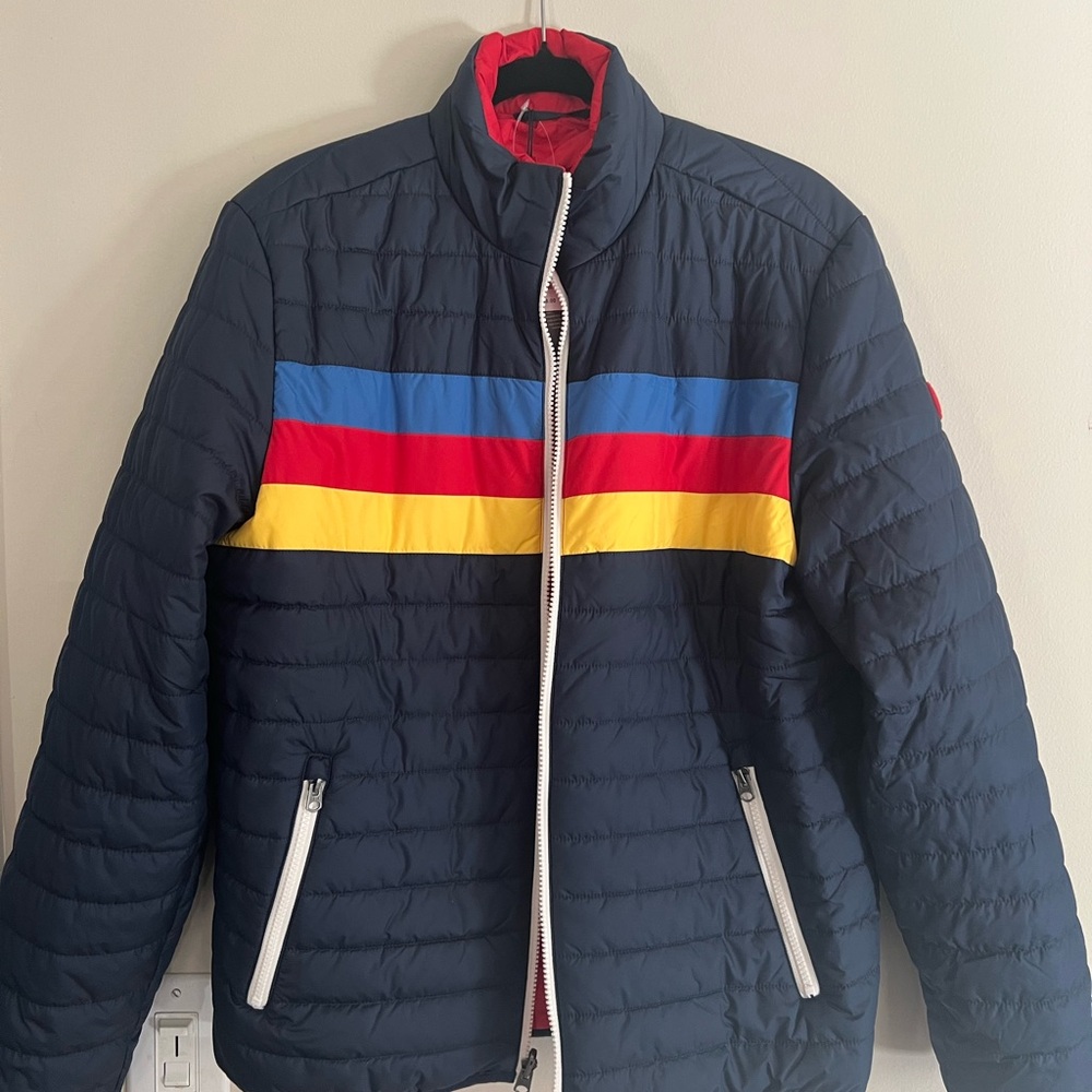 Brooks Brothers Reversible Racer Stripe Puffer Jacket